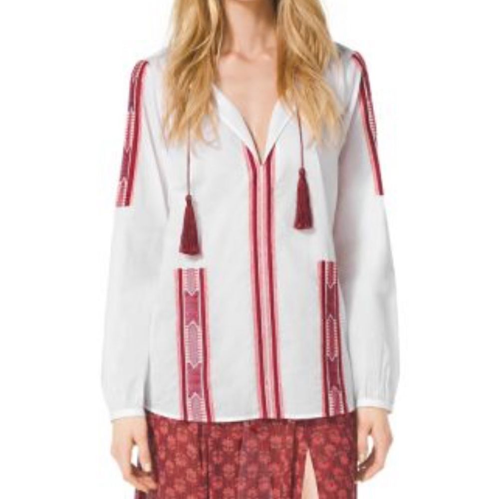 NWOT Michael Kors White Embroidered Voile Top